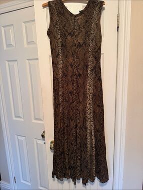 Herstyle Brown Snake-Print Maxi Skirt